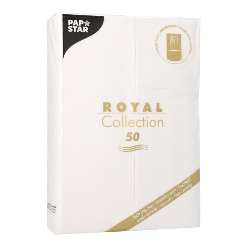 50 Servietten "ROYAL Collection" 48 cm x 30 cm weiss mit Besteckfalz 14400 Servietten "ROYAL Collection" 48 cm x 30 cm weiss mit Besteckfalz