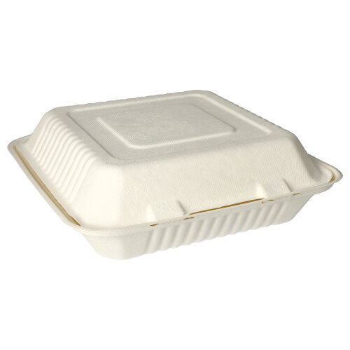 2400 Menüboxen, Zuckerrohr "pure" ungeteilt 8 cm x 25,5 cm x 25,5 cm