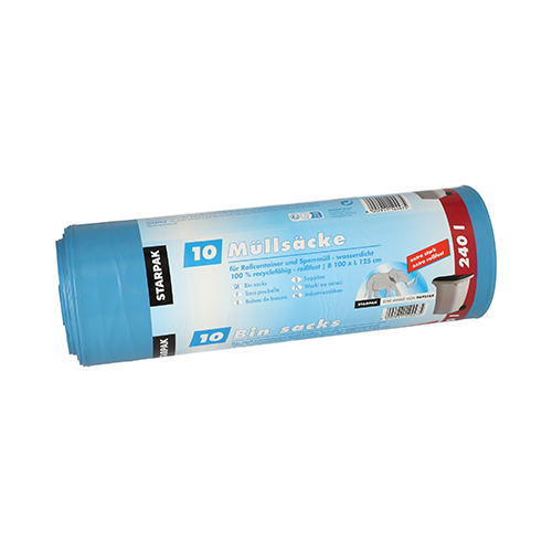 3600 Müllsäcke, LDPE 240 l 125 cm x 100 cm blau extra stark und extra reißfest