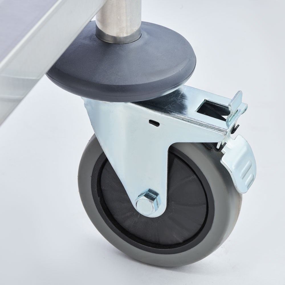 Servierwagen aus Edelstahl, mit zwei Borden, 860 x 540 x 940 mm (BxTxH) Servierwagen aus Edelstahl, mit zwei Borden, 860 x 540 x 940 mm (BxTxH)