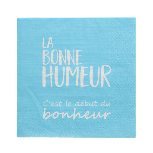 23040 Servietten, 3-lagig 1/4-Falz 33 cm x 33 cm blau "La Bonne Humeur"