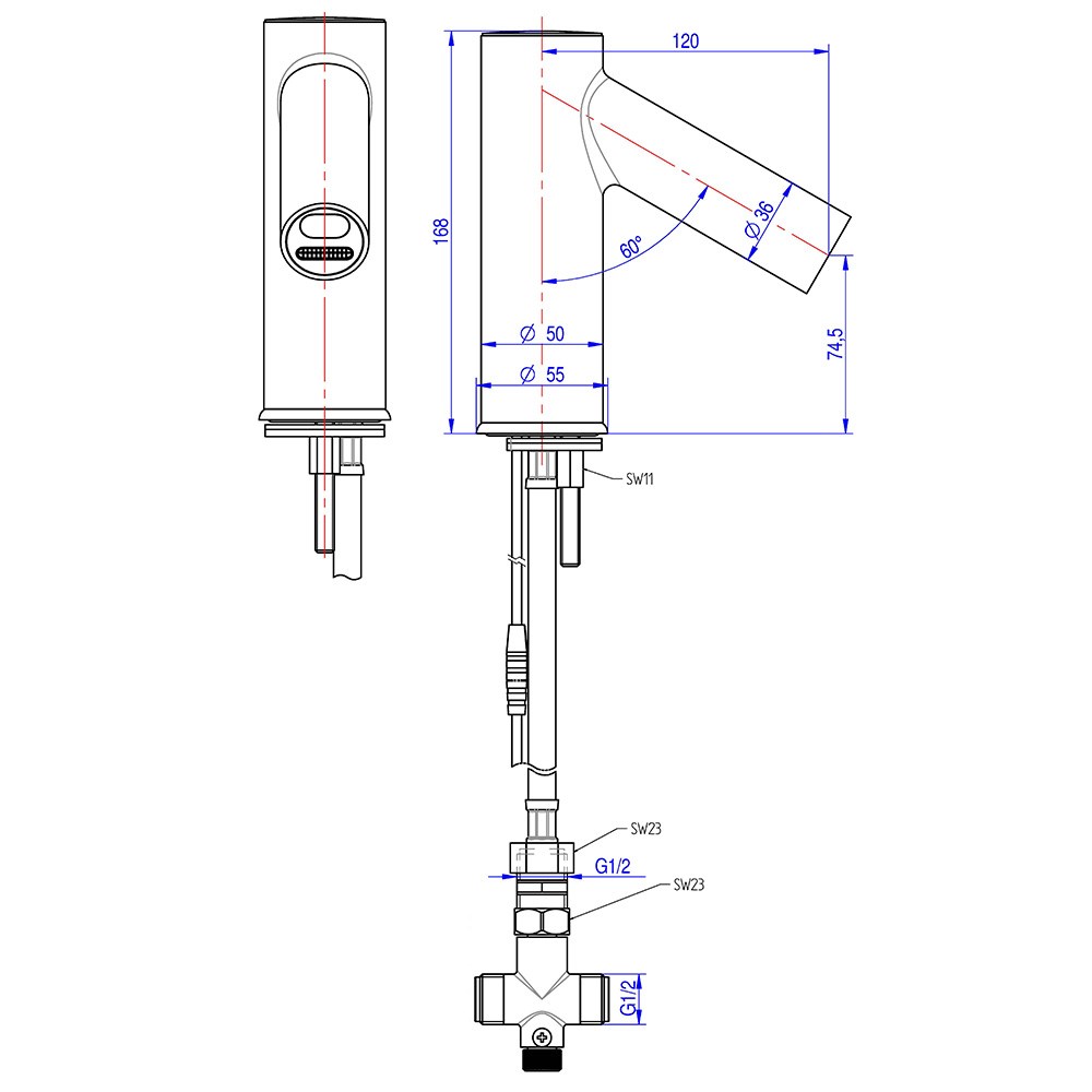 Monolith Premium Sensor-Mischbatterie, 230 V Anschluss