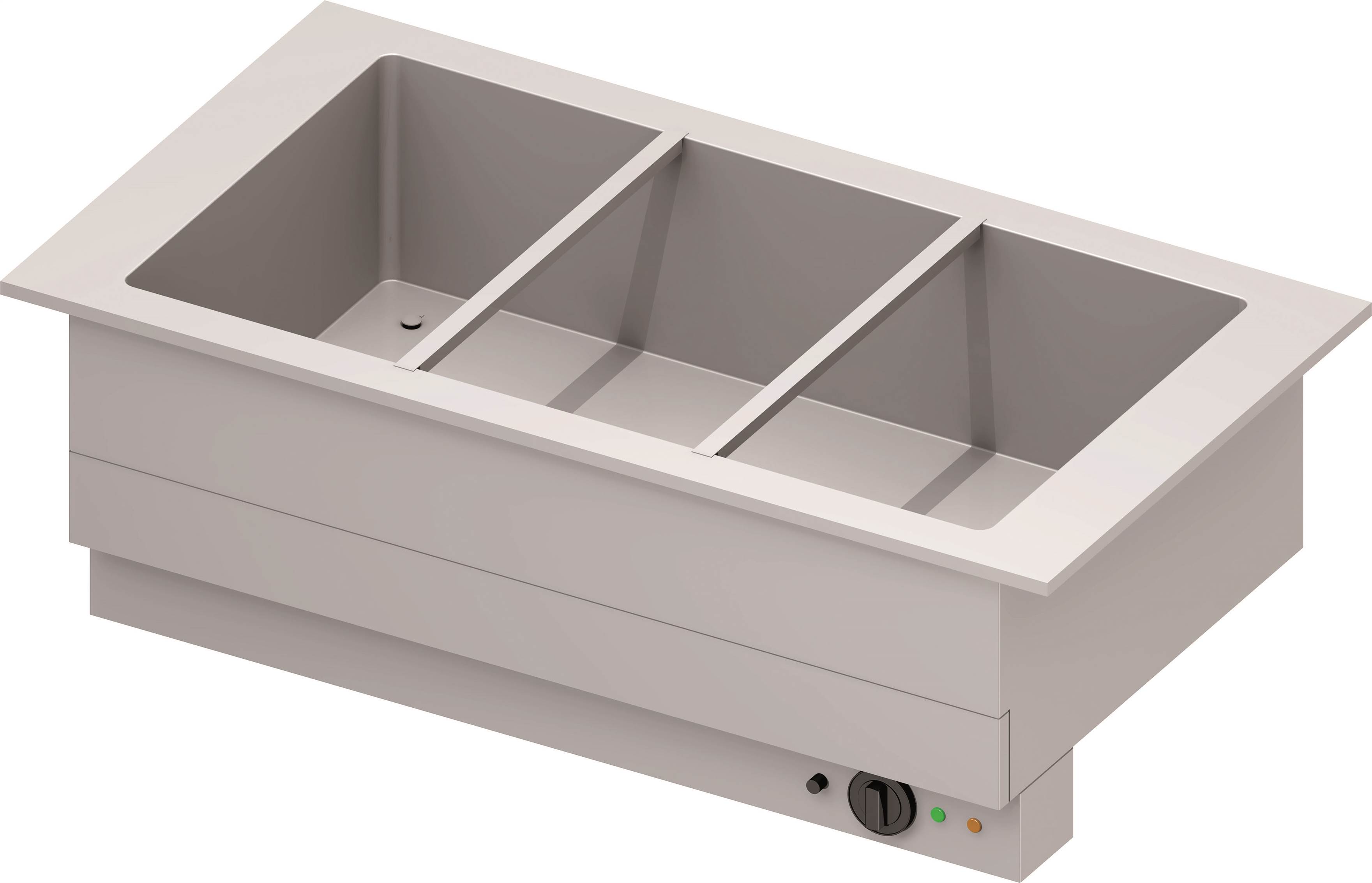 Bain-Marie-Becken "Drop-In" 3xGN 1/1 1155x620x390 mm Edelstahlabdeckung