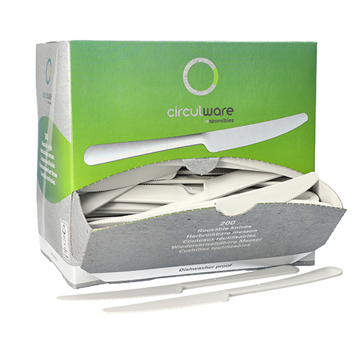 36000 "Circulware by Haval" Mehrweg-Messer PP-MF 19,7 cm weiss "Gaia" extra stabil, in Spenderbox