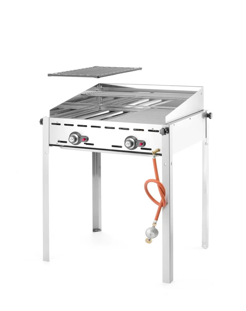Grillsystem Green Fire mit 2 Brennern, Profi Line, 2 Edelstahl Grillroste GN 1/1, 11,6kW, 740x612x(H)825mm