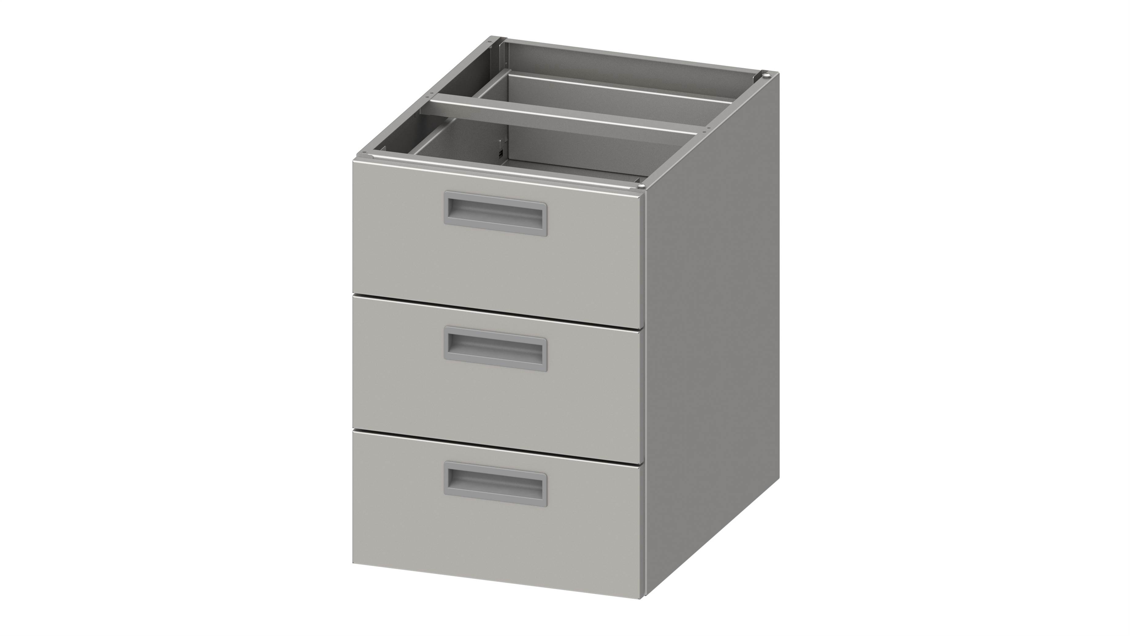 Edelstahl Einbau-Schubladenblock ECO 386x590x540 mm mit drei Schubladen, Selbstmontage