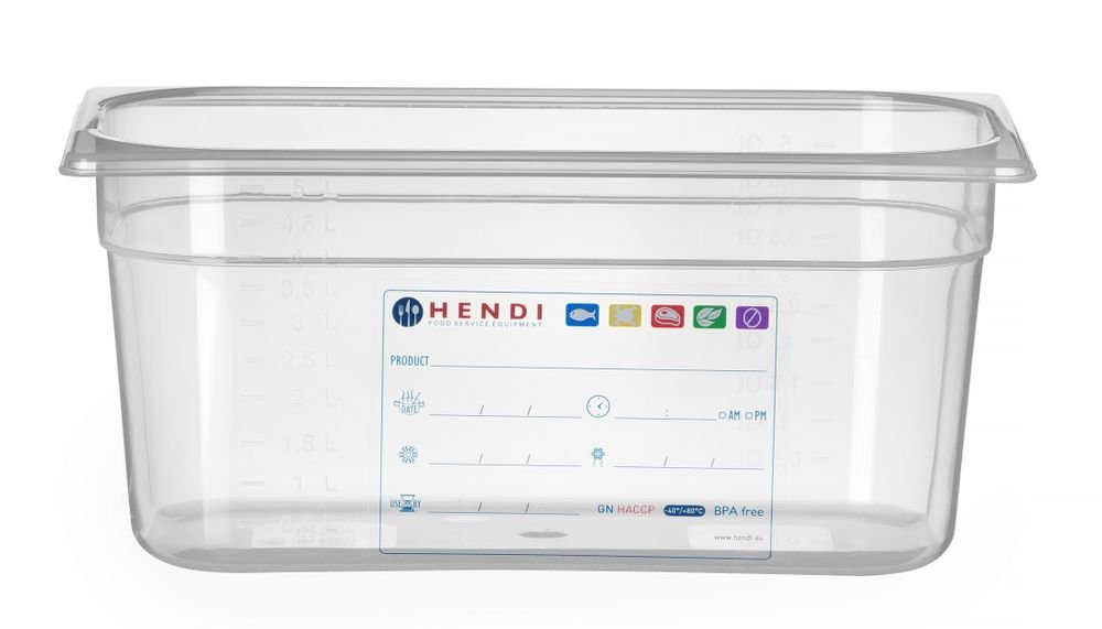 Gastronorm-Behälter 1/3, HENDI, GN 1/3, 5,7L, Transparent, 325x176x(H)150mm