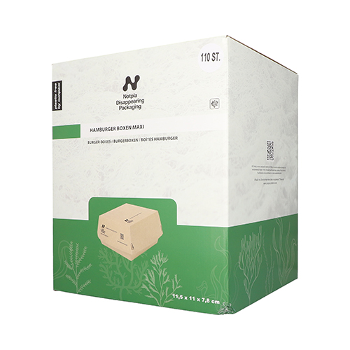 2640 Burgerboxen, Pappe "NOTPLA" 7,8 cm x 11,5 cm x 11 cm braun