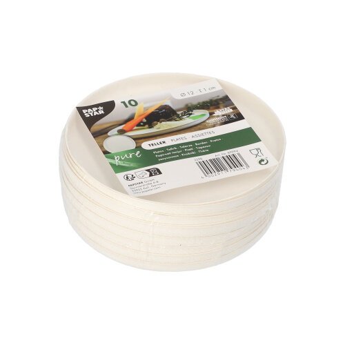 10 Teller Zuckerrohr "pure" rund Ø 12 cm · 1 cm weiss "Cella" 12960 Teller Zuckerrohr "pure" rund Ø 12 cm · 1 cm weiss "Cella"