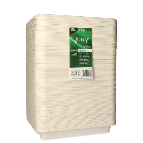 6000 Siegelschalen, Zuckerrohr 3-geteilt 850 ml 3 cm x 17,5 cm x 22,5 cm weiss