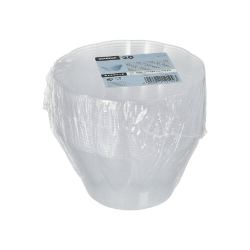 20 Eis- und Dessertschalen, PS rund 400 ml Ø 12 cm · 7 cm glasklar 7200 Eis- und Dessertschalen, PS rund 400 ml Ø 12 cm · 7 cm glasklar