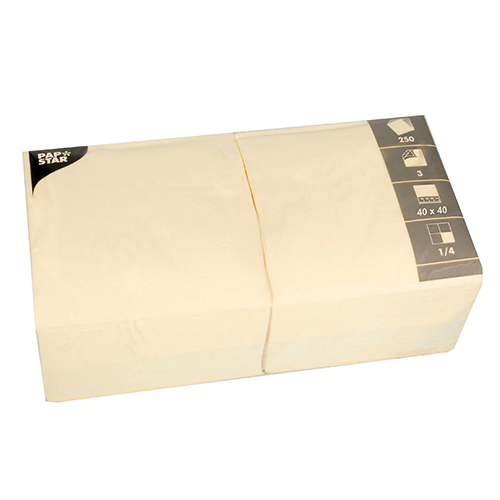 20000 Servietten, 3-lagig 1/4-Falz 40 cm x 40 cm creme