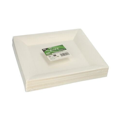 9000 Fingerfood - Teller, Zuckerrohr "pure" eckig 1,5 cm x 20,3 cm x 20,3 cm weiss