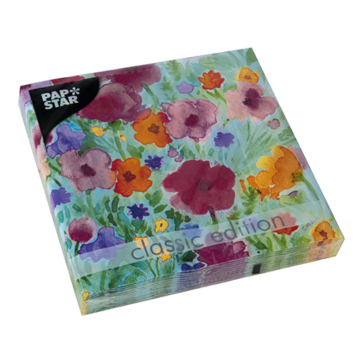 20 Servietten, 3-lagig 1/4-Falz 33 cm x 33 cm "Flower Field" 22800 Servietten, 3-lagig 1/4-Falz 33 cm x 33 cm "Flower Field"