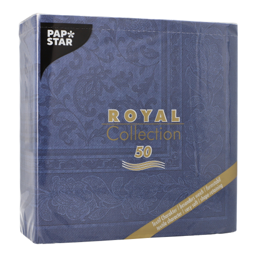50 Servietten "ROYAL Collection" 1/4-Falz 40 cm x 40 cm dunkelblau "Ornaments" 12500 Servietten "ROYAL Collection" 1/4-Falz 40 cm x 40 cm dunkelblau "Ornaments"
