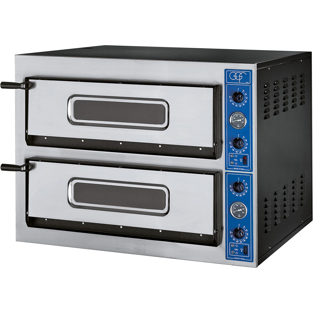 GGF Pizzaofen mit zwei Kammern für 8 Pizzen à 360 mm, 12 kW, 1010 x 850 x 750mm (BxTxH) GGF Pizzaofen mit zwei Kammern für 8 Pizzen à 360 mm, 12 kW, 1010 x 850 x 750mm (BxTxH)