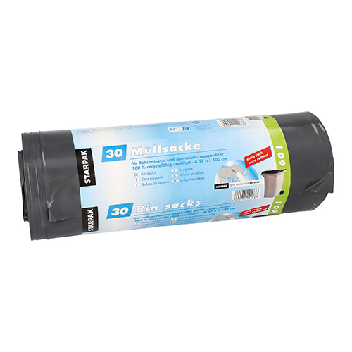 4800 Müllsäcke, LDPE 60 l 100 cm x 57 cm schwarz extra stark und extra reißfest