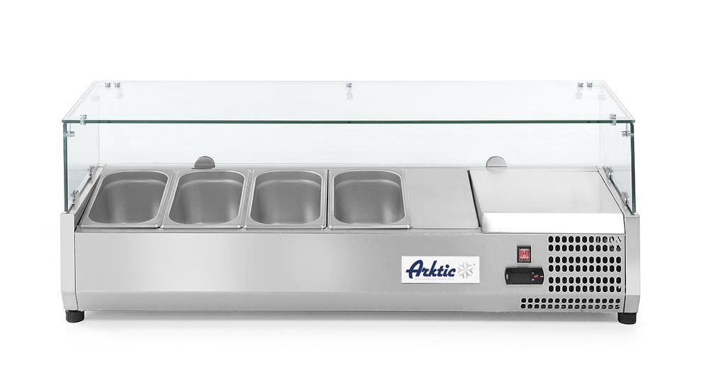 Aufsatz-Kühlvitrine Gastronorm 1/3, Arktic, 4x GN 1/3, 230V/180W, 1208x400x(H)456mm Aufsatz-Kühlvitrine Gastronorm 1/3, Arktic, 4x GN 1/3, 230V/180W, 1208x400x(H)456mm