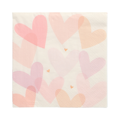 22800 Servietten, 3-lagig 1/4-Falz 33 cm x 33 cm "Pastell Hearts"