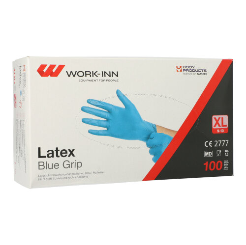 WORK-INN Handschuhe, Latex puderfrei blau "Blue Grip" Größe XL