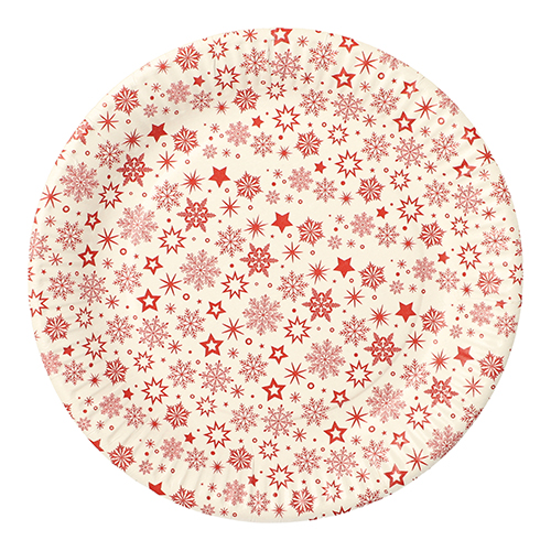16320 Teller, Pappe rund Ø 23 cm weiss "Snöflinga"