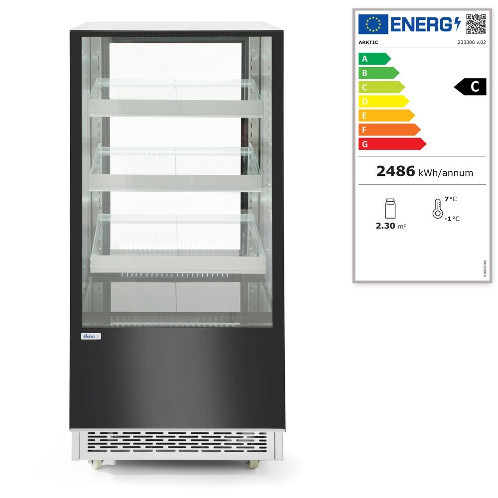 Kühlvitrine mit 3 geneigten Regalen, Arktic, 300L, 230V/480W, 650x833x(H)1460mm