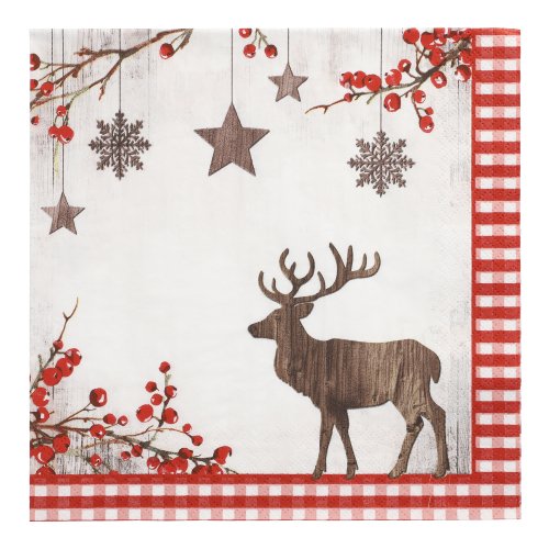 10500 Servietten, 3-lagig 1/4-Falz 40 cm x 40 cm "X-Mas Deer"