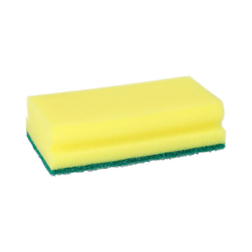 1512 Topfreiniger, Schwamm Jumbo eckig 4,1 cm x 14,8 cm x 8,5 cm gelb/grün mit Griffrille, kratzend