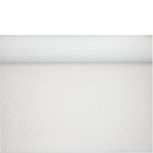 1 Papiertischtuch mit Damastprägung 50 m x 0,8 m weiss 63 Papiertischtuch mit Damastprägung 50 m x 1,2 m weiss