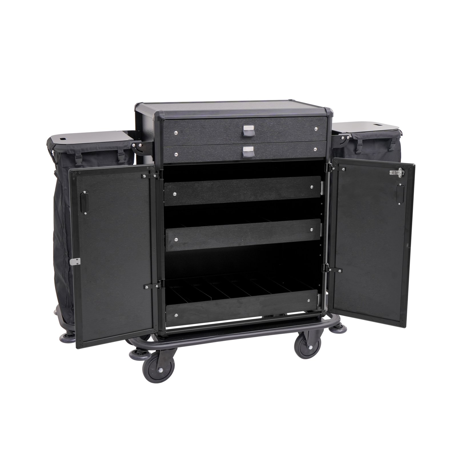 Zimmerservicewagen, 80 x 50 x 130 cm, Aluminium, HPL, ABS Kunststoff Zimmerservicewagen, 80 x 50 x 130 cm, Aluminium, HPL, ABS Kunststoff