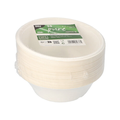 4500 Schalen, Zuckerrohr "pure" 600 ml Ø 17 cm · 5,5 cm weiss