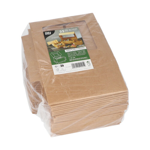 1800 Cupcake-Kartons eckig 10 cm x 17,5 cm x 17,5 cm mit Sichtfenster aus PLA