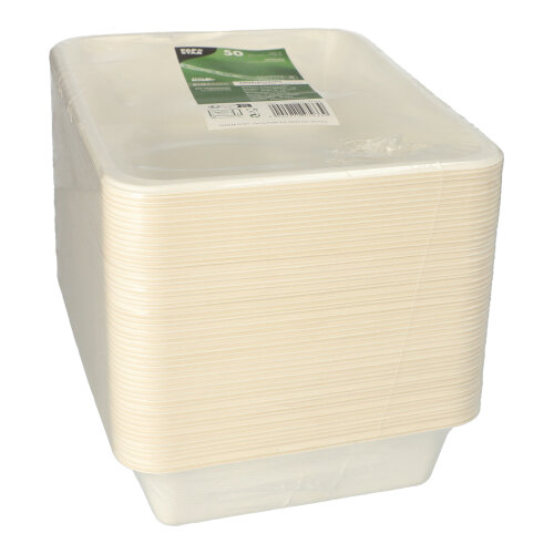 5400 Siegelschalen Zuckerrohr, PLA beschichtet ungeteilt 1300 ml 4,9 cm x 22,7 cm x 17,8 cm