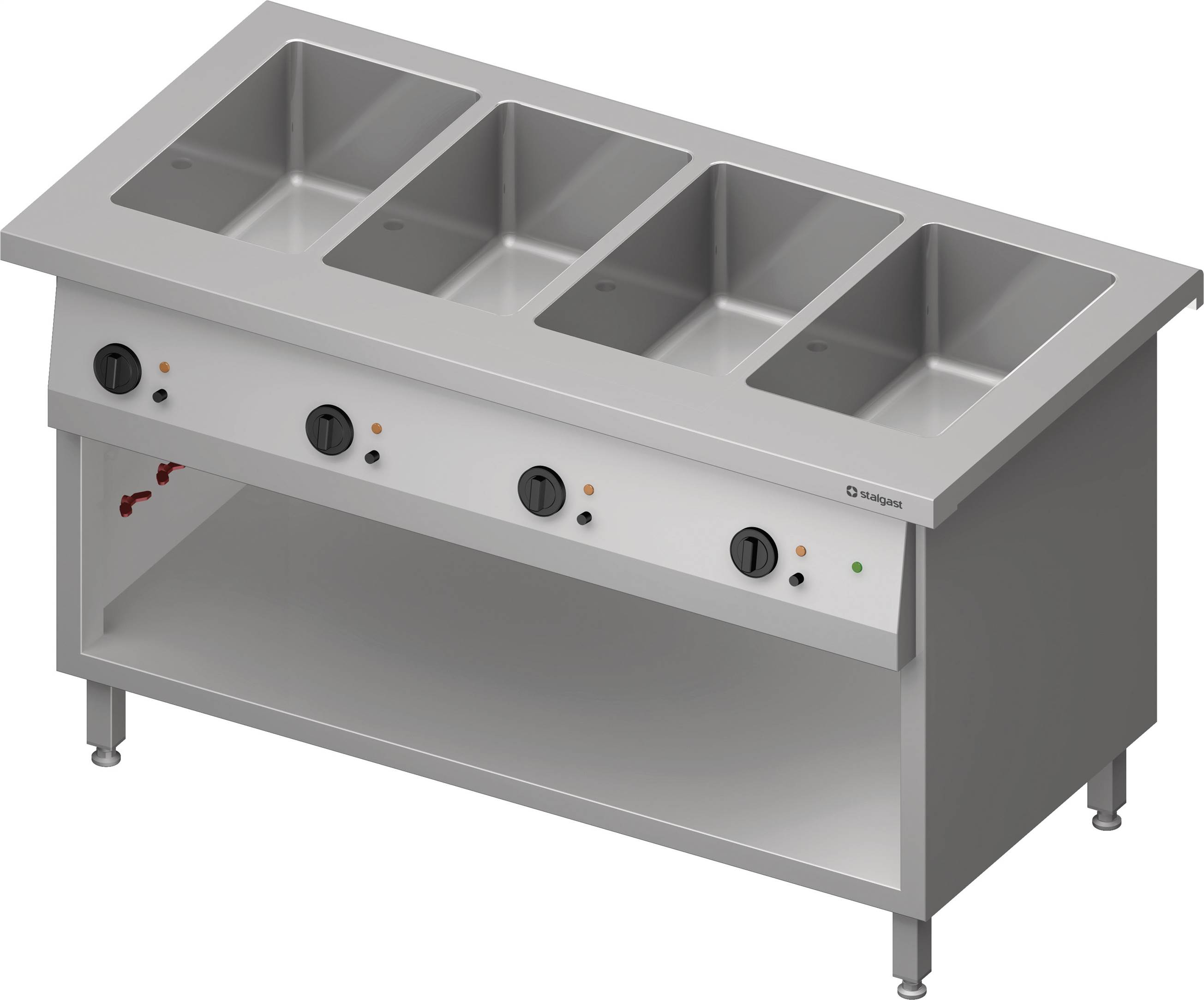 Bain-Marie-Station "Free Flow" 4x GN1/1-Becken, 1465x735x880 mm Granitabdeckung "Standard G1"