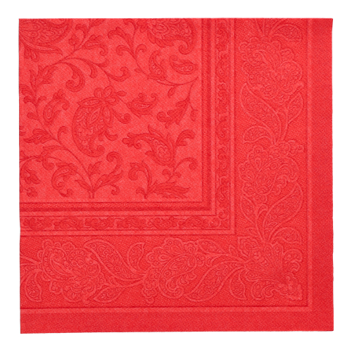 250 Servietten "ROYAL Collection" 1/4-Falz 40 cm x 40 cm rot "Ornaments"