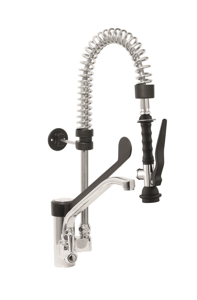 Einloch-Vorspülbrause+Hebel-ArmaturschwarzEMMI