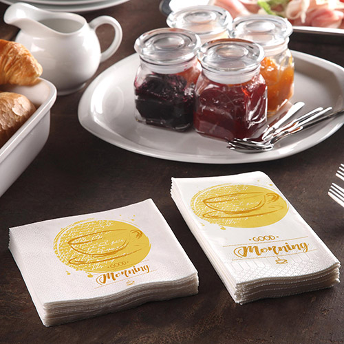 38400 Servietten, 3-lagig 1/4-Falz 24 cm x 24 cm "Good Morning"