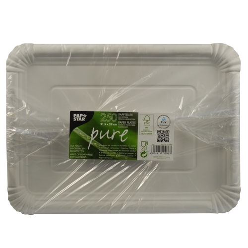 10500 Teller, Pappe "pure" eckig 21,5 cm x 29 cm weiss