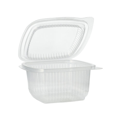 6000 Verpackungsbecher mit Klappdeckeln, PP rechteckig 375 ml 6,2 cm x 11,5 cm x 12 cm transparent
