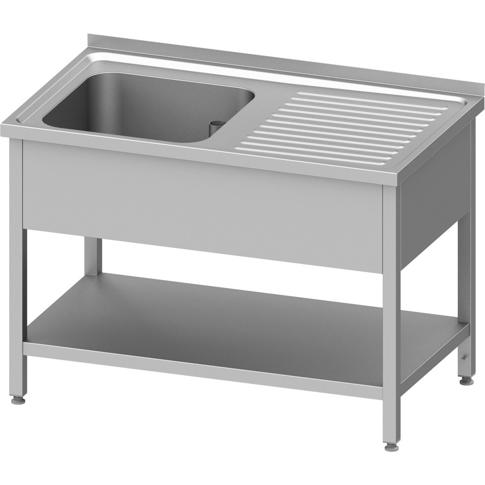 Spültisch mit Grundboden 1100x700x850 mm, mit einem Becken links, mit Aufkantung, verschweißt
