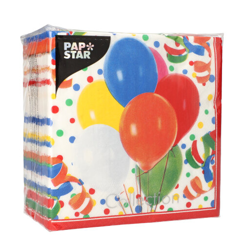 100 Servietten, 3-lagig 1/4-Falz 33 cm x 33 cm "Lucky Balloons" 25200 Servietten, 3-lagig 1/4-Falz 33 cm x 33 cm "Lucky Balloons"