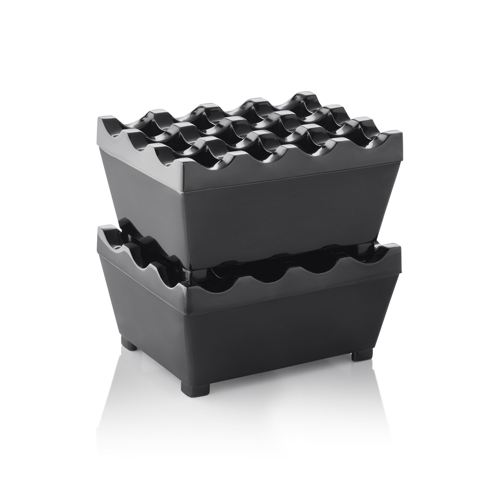 Windaschenbecher, 9,5 x 7,5 x 4,5 cm, schwarz verchromt, Zinkguss