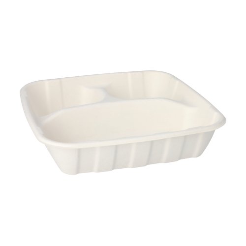 2800 Teller Zuckerrohr "pure" 3-geteilt 5 cm x 22,8 cm x 22,8 cm