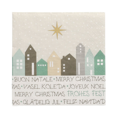 21600 Servietten, 3-lagig 1/4-Falz 33 cm x 33 cm ! "Christmas Village"