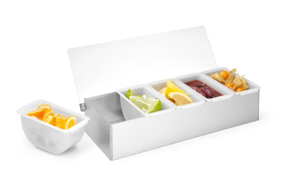 Zutatenbehälter, BarUp, 5 Fächer, 375x140x(H)90mm Zutatenbehälter, BarUp, 5 Fächer, 375x140x(H)90mm