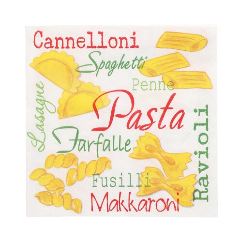 20 Servietten, 3-lagig 1/4-Falz 33 cm x 33 cm "Pasta" 22800 Servietten, 3-lagig 1/4-Falz 33 cm x 33 cm "Pasta"