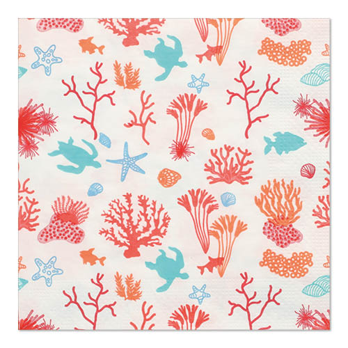 22800 Servietten, 3-lagig 1/4-Falz 33 cm x 33 cm "Under the Sea"