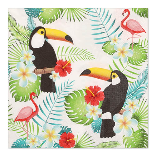 20 Servietten, 3-lagig 1/4-Falz 33 cm x 33 cm "Toucans" 22800 Servietten, 3-lagig 1/4-Falz 33 cm x 33 cm "Toucans"