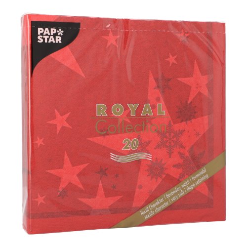 20 Servietten "ROYAL Collection" 1/4-Falz 40 cm x 40 cm rot "Stars and Snowflakes" 12000 Servietten "ROYAL Collection" 1/4-Falz 40 cm x 40 cm rot "Stars and Snowflakes"