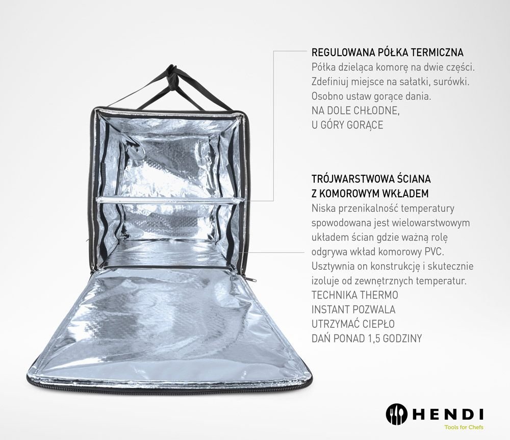 Thermo-Transportrucksack, HENDI, 75,2L, Schwarz, 410x410x(H)480mm
